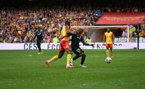 Ghana captain Andre Ayew reacts after Le Havre’s stalemate at Lens
