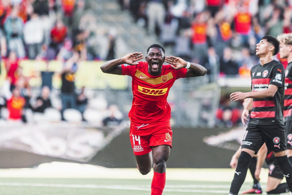 Ghanaian forward Ibrahim Osman scores in FC Nordsjaelland's thrilling draw with Midtjylland