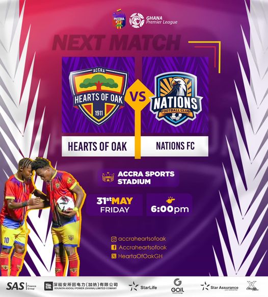 2023/24 Ghana Premier League: Week 32 Match Preview – Accra Hearts of Oak v Nations FC