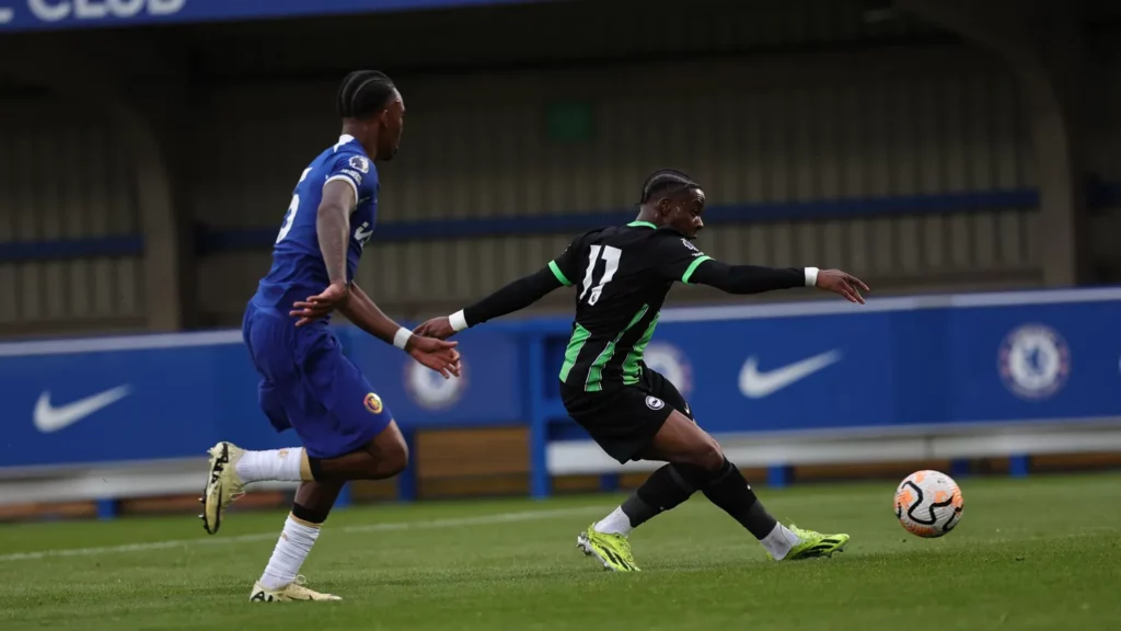 Ghanaian winger Benicio Baker-Boaitey scores in Brighton U-21's narrow defeat to Chelsea U-21