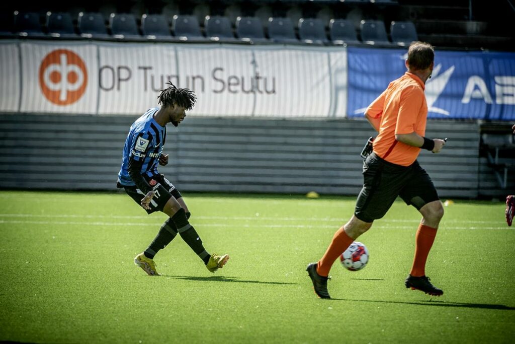 Ghanaian midfielder Bismark Ampofo grabs an assist in FC Inter Turku's defeat to SJK