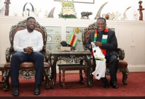Ghana legend Asamoah Gyan meets Zimbabwean President Mnangagwa
