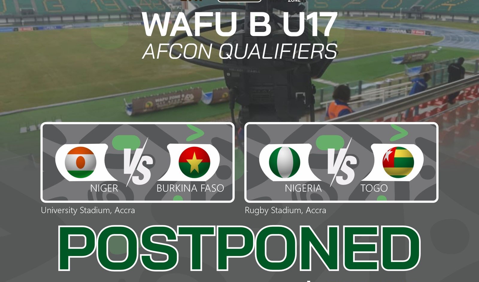 WAFU B U17 Championship: All Group B matches postponed due to heavy downpour in Accra