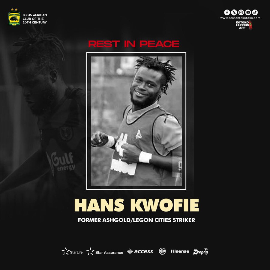 Former Legon Cities striker Hans Kwofie tragically passes away; Asante Kotoko SC expresses grief