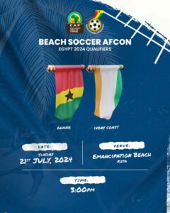 Beach Soccer AFCON qualifiers: CAF appoints referees for Ghana’s clash with Ivory Coast on Sunday