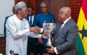 Speaker Alban Bagbin presents Democracy Cup to President Akufo-Addo