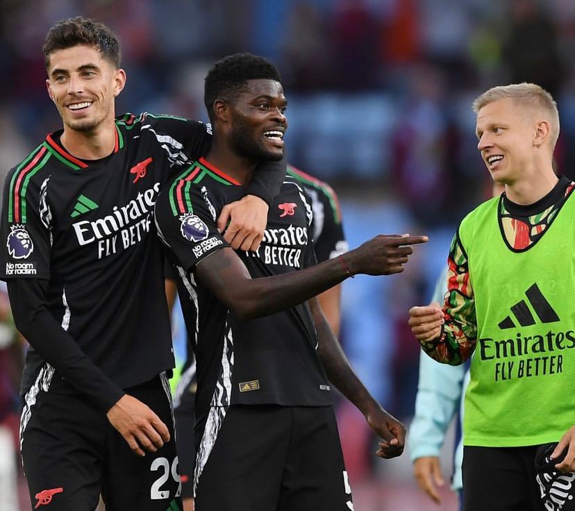 Ghana midfielder Thomas Partey reacts after inspiring Arsenal’s away win over Aston Villa