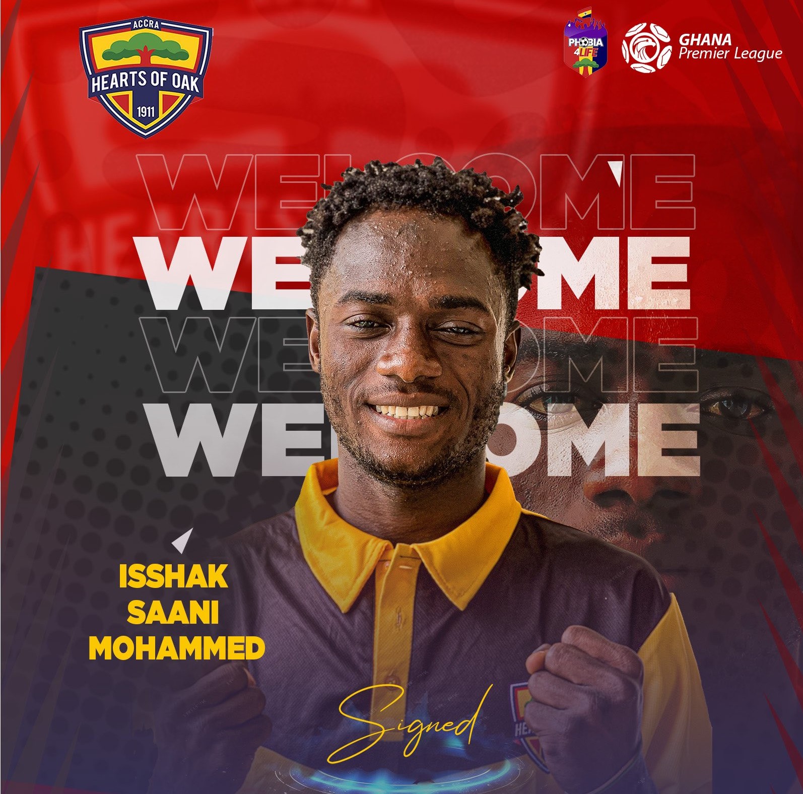 Hearts of Oak announce the signing of winger Isshak Saani Mohammed