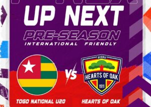 Hearts of Oak to face Togo U20 national team in a friendly on Saturday