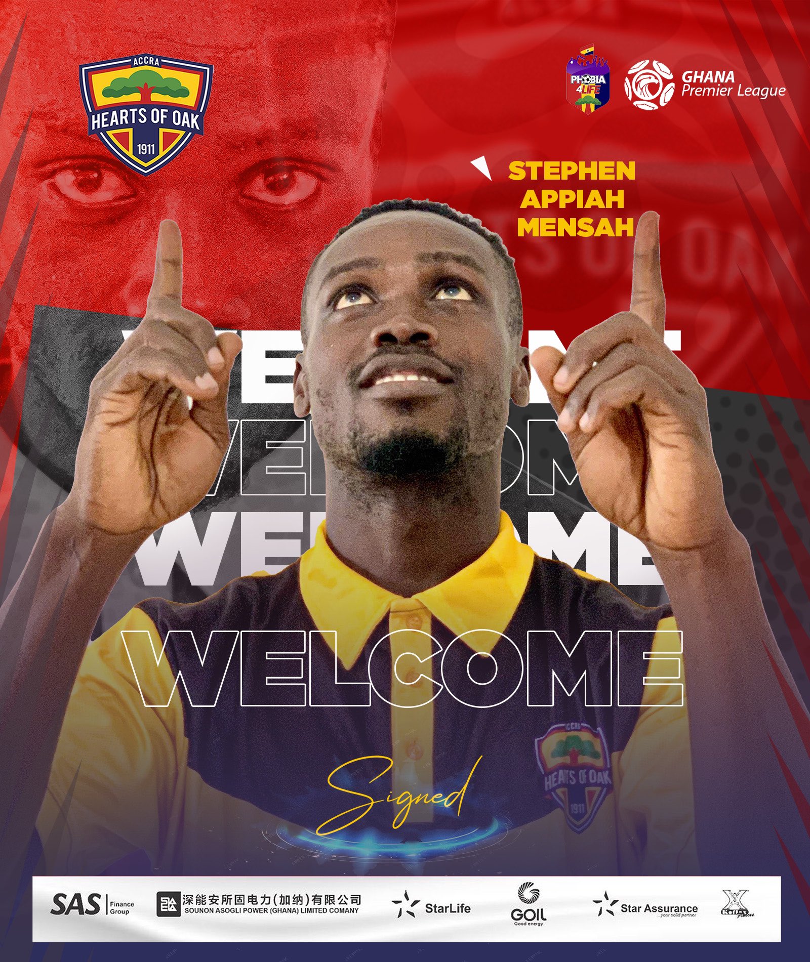 Hearts of Oak announce the signing of Stephen Appiah Asare