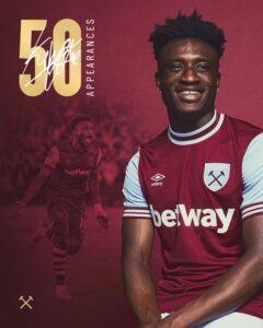 Ghana star Mohammed Kudus reaches 50th appearance for West Ham United