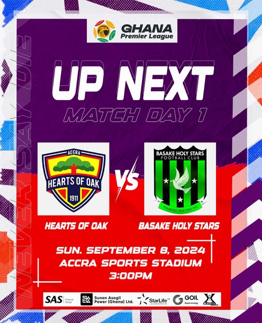 2024/25 Ghana Premier League: Week 1 Match Preview – Accra Hearts of Oak v Basaka Holy Stars