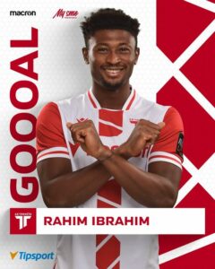 Ghanaian midfielder Rahim Ibrahim scores in AS Trencin's draw against Zemplin Michalovce