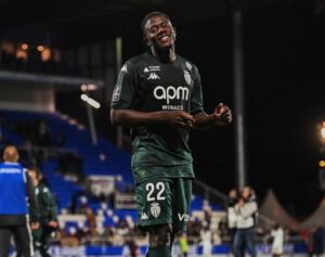 Ghana defender Mohammed Salisu celebrates AS Monaco’s away win over AJ Auxerre